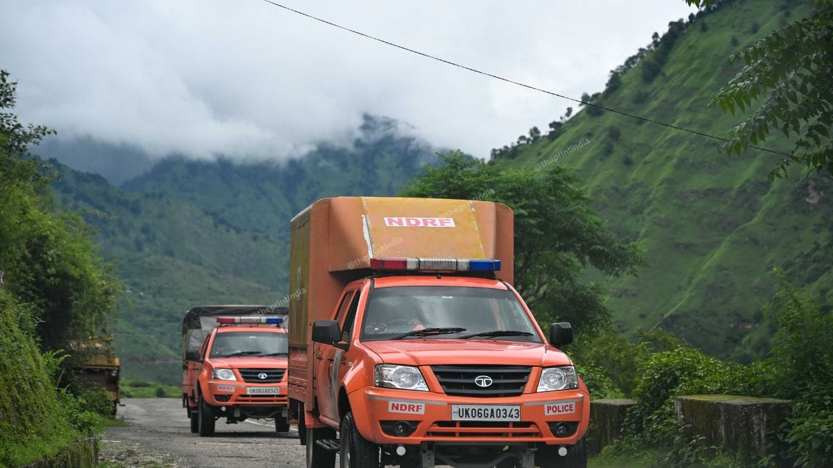 NDRF vehicles transporting rescuers to affected settlements | Suraj Singh Bisht | ThePrint