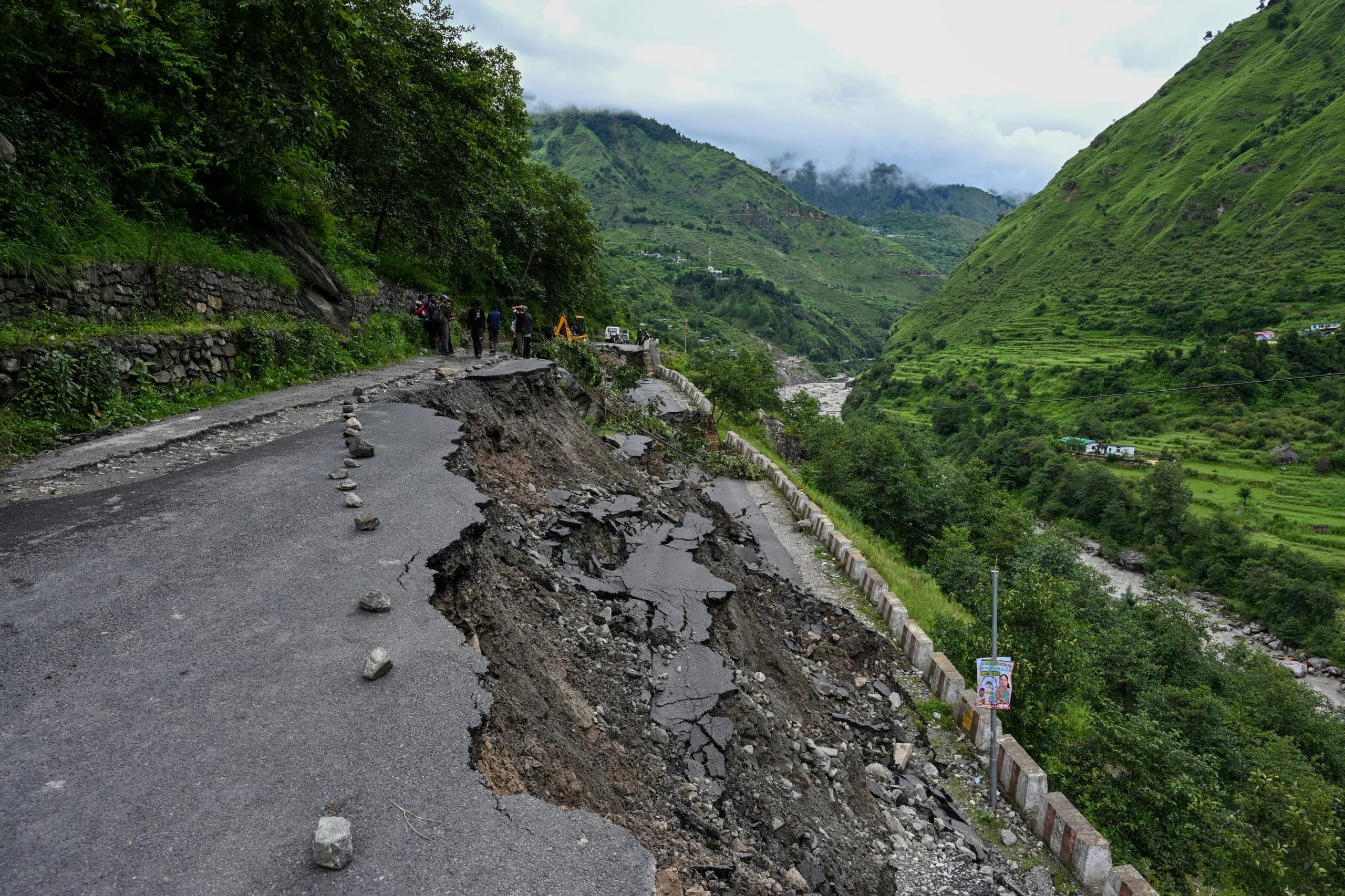 A part of road washed away | Photo: Suraj Singh Bisht | ThePrint