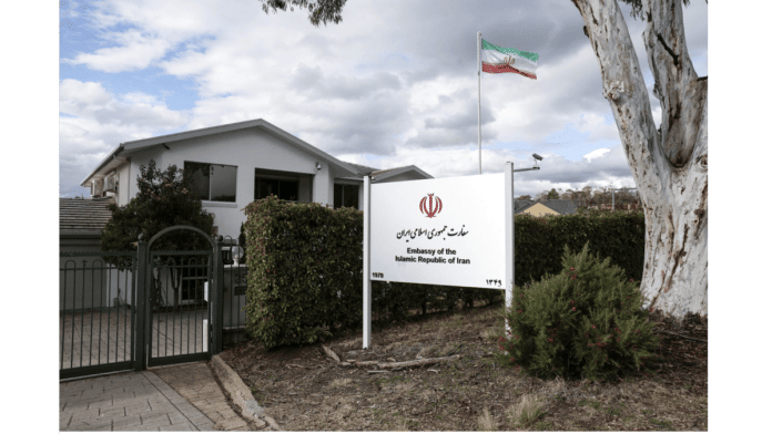 An Iranian flag flutters outside the Embassy of the Islamic Republic of Iran, after the Iranian ambassador to Australia Ahmad Sadeghi was expelled on Tuesday and given seven days to leave the country by Prime Minister Anthony Albanese, who accused Iran of orchestrating at least two antisemitic attacks on Australian soil, in Canberra, Australia, August 27, 2025. | Reuters