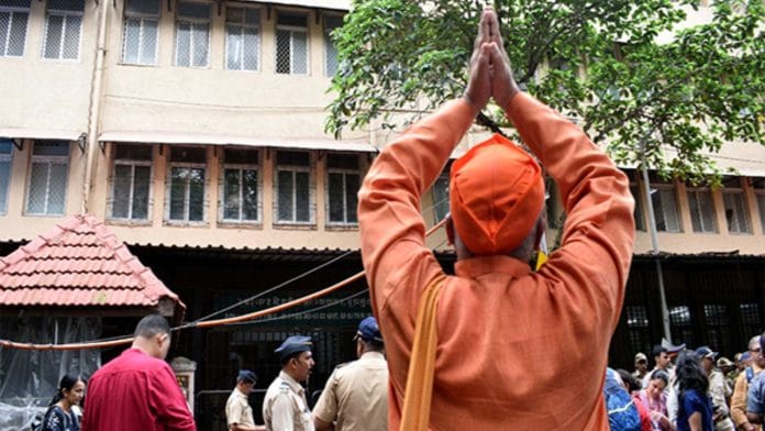 Sameer Kulkarni, one of the accused in the 2008 Malegaon blast case, outside Mumbai session court after being acquitted by a special NIA court | ANI