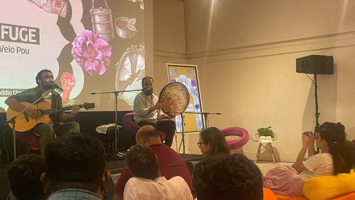 Afghanistan-born Abdullah Safa (left) and Iran-born Dr. Sina Fakhroodin Ghaffari (right) perform Rumi's poetry for the 18th edition of Delhi Darbaar at the Goethe Institut | Udit Hinduja, ThePrint