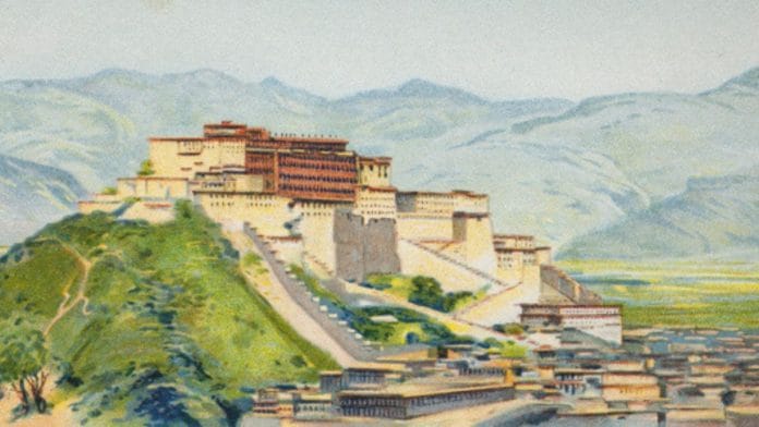 An illustration of the Potala Palace at Lhasa in Tibet