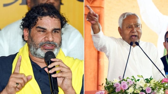 Jan Suraaj Chief Prashant Kishor (left) and Bihar Chief Minister Nitish Kumar (right)