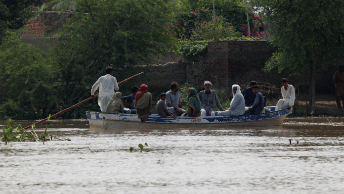Residents use a boat to reach their destination in flooded areas due to the monsoon rains and rising water level of the Sutlej River, in Hakuwala village near the Pakistan-India border in Kasur district of the Punjab province, Pakistan August 23, 2025 | File photo | Reuters