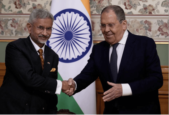Russia's Foreign Minister Sergei Lavrov shakes hands with India's Foreign Minister Subrahmanyam Jaishankar during a joint press conference following their talks at Zinaida Morozova's Mansion in Moscow, Russia August 21, 2025.| Reuters