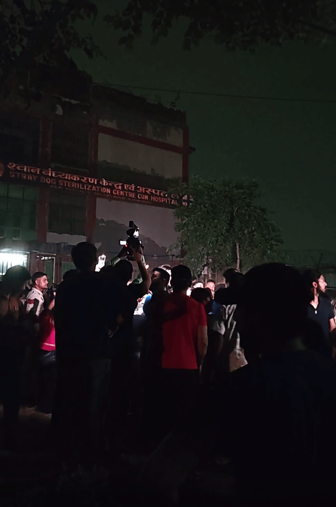 Animal weflare community members outside the Rohini ABC Centre late Friday | Gitanjali Das | ThePrint