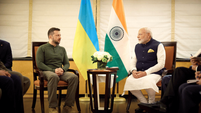 Ukraine's President Volodymyr Zelenskiy and Prime Minister of India Narendra Modi attend a meeting during the United Nations General Assembly summit in New York City, U.S., September 23, 2024 | Handout via Reuters
