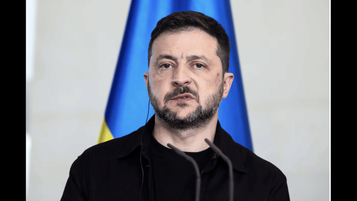 Ukrainian President Volodymyr Zelenskiy attends a press conference with German Chancellor Friedrich Merz (not pictured), on the day they attend a virtual meeting with U.S. President Donald Trump and European leaders on the upcoming Trump-Putin summit on Ukraine, in Berlin, Germany, August 13, 2025. REUTERS/Liesa Johannssen