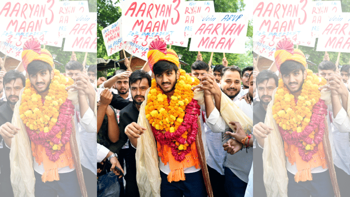 ABVP President candidate Aryan Maan during the Delhi University Students Union (DUSU) election campaign at Delhi University, in New Delhi on 17 September 2025. | ANI