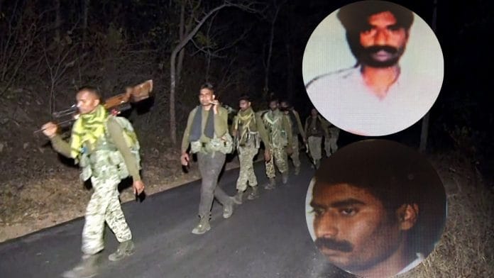 Representational image | File photos of Bala Krishna and security forces returning after an encounter with Maoists in Gariaband | ANI