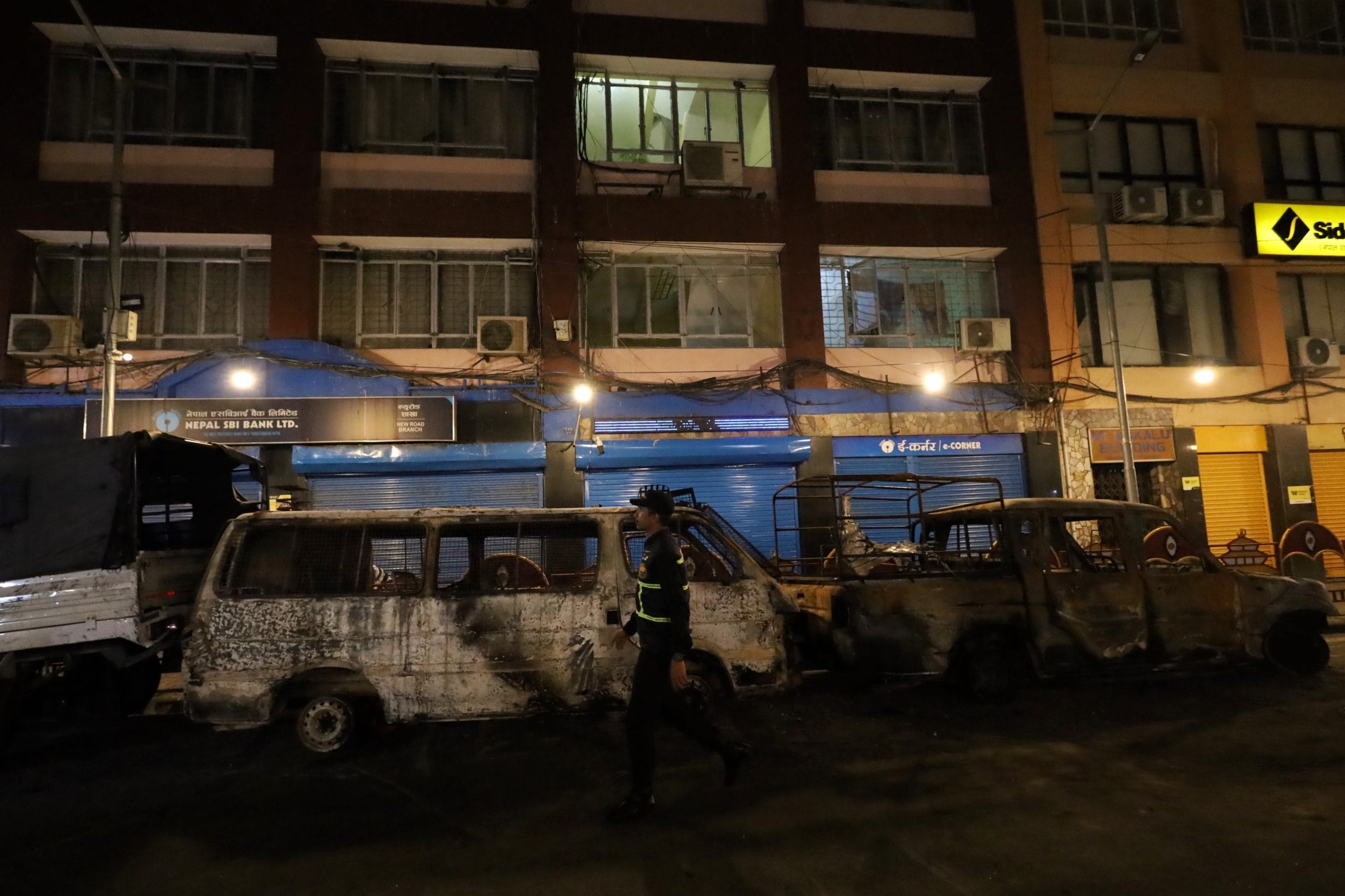 Burnt vehicles lie stranded on the streets of Kathmandu two days after the violent protests that shook the city | Manisha Mondal | ThePrint
