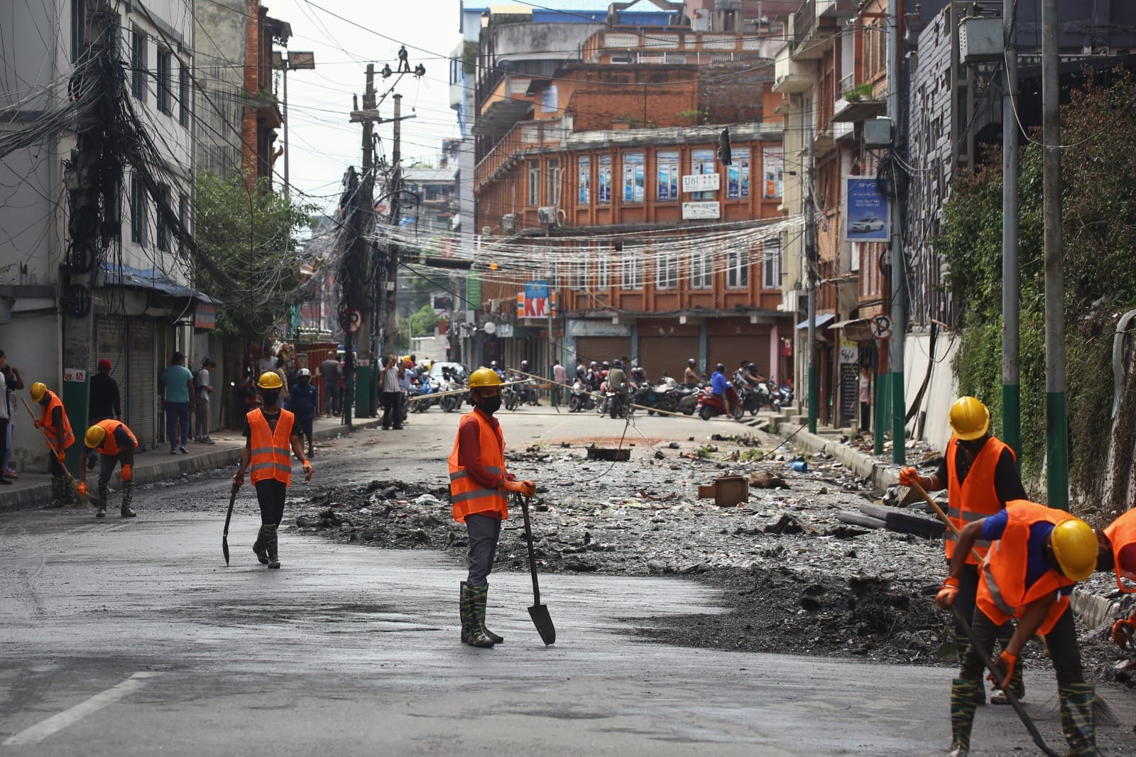 Cleaning operation is underway to clear roads, streets littered with debris and damage from clashes in Kathmandu | Manisha Mondal | ThePrint