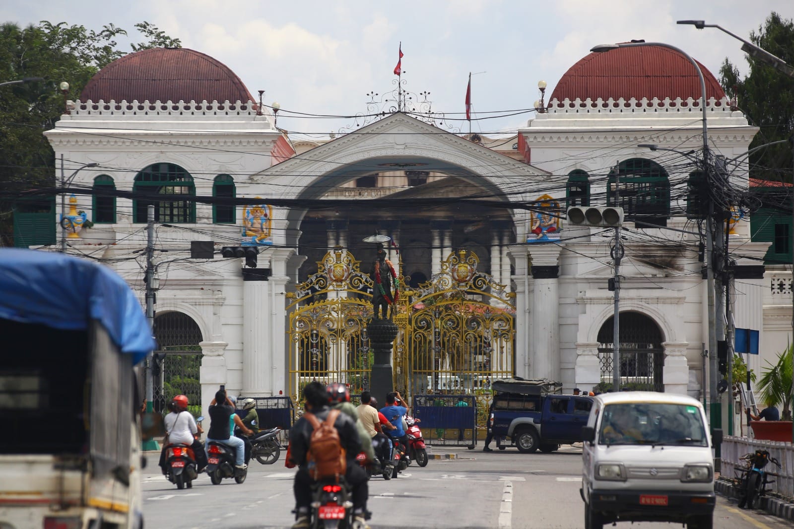 The main gate to Singha Durbar in Kathmandu. Housing the government secretariat, Singha Durbar was ravaged by fire during the recent protests | Manisha Mondal | ThePrint