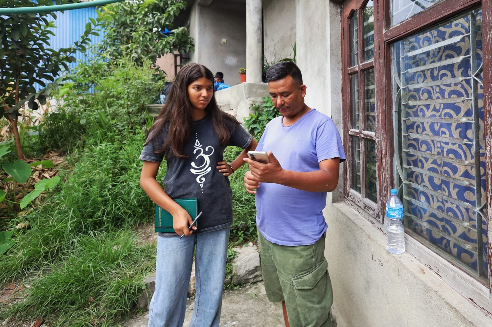 Apurva Subedi during one of their groups's door-to-door visit In Kathmandu | Manisha Mondal | ThePrint