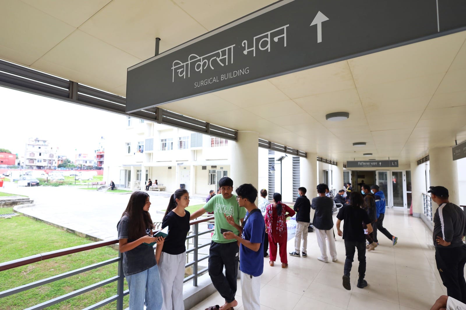 Teenagers Apurva Subedi, Samyah Devkota, Aarya Subedi and Shridh Raj Khaniya at the Civil Hospital in Kathmandu | Manisha Mondal | ThePrint