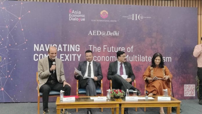 Panellists during the discussion on 'Trump’s Tariffs—Whither Global Trade?' at IIC in New Delhi on 19 September | Sakshi Mehra, ThePrint