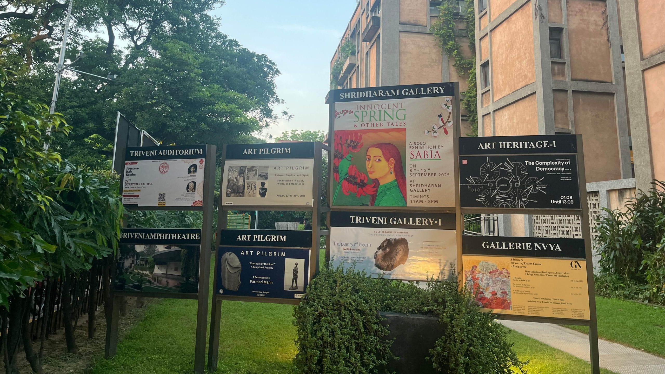 Hoardings advertising what’s going on at the Sangam’s various galleries | Antara Baruah, ThePrint