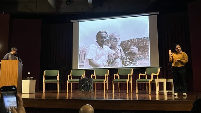 Photographer and curator Ram Rahman’s presentation at Triveni Kala Sangam in Mandi House | Photo: Antara Baruah, ThePrint