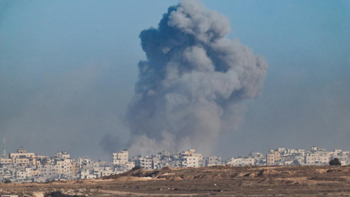 Smoke rises from Gaza after an explosion, as seen from the Israeli side of the border, September 16, 2025 | Reuters