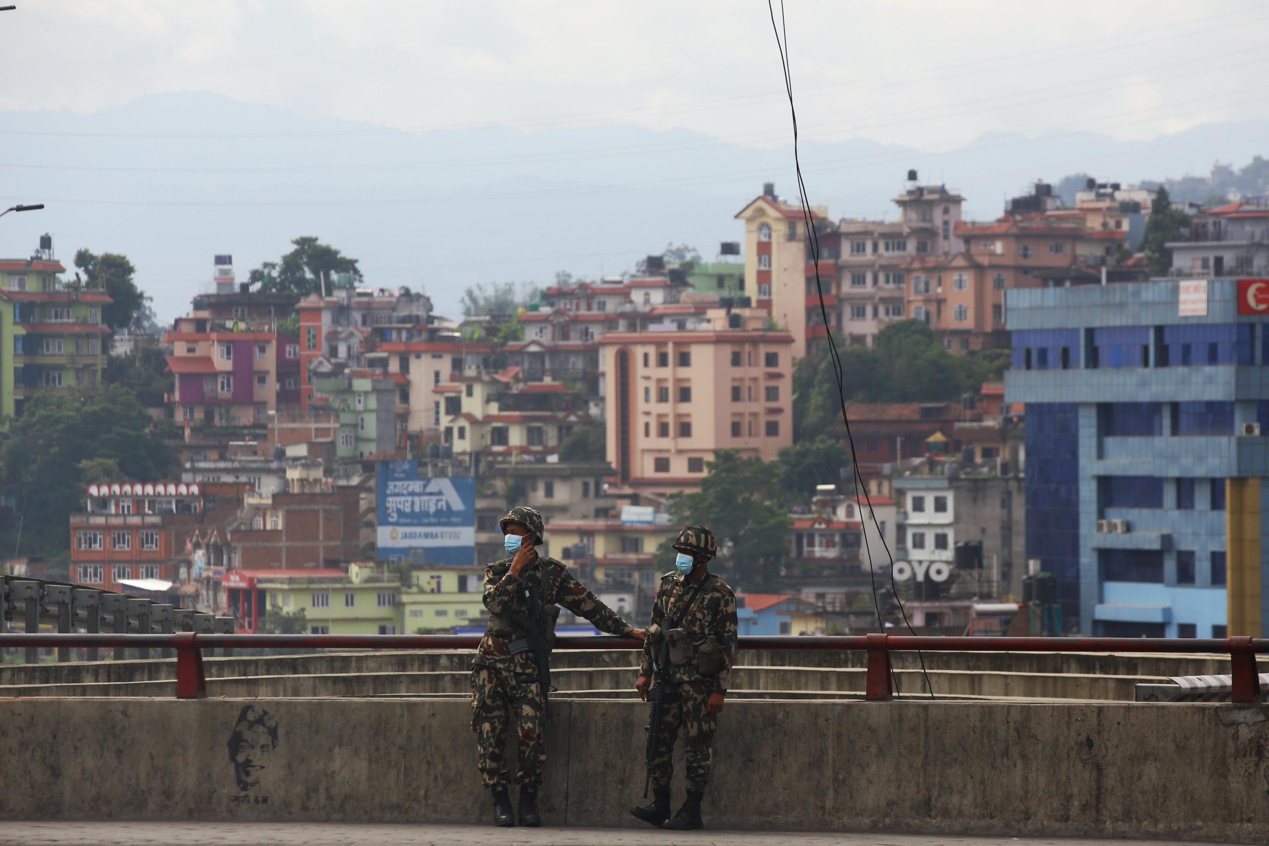 Army soldiers out on patrol in a neighbourhood in Kathmandu | Manisha Mondal | ThePrint