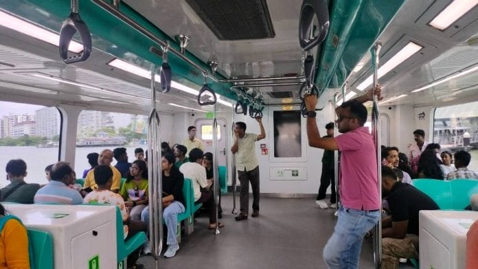 The inside of a Kochi Water Metro ferry on Kerala backwaters | Photo: Aneesa PA/ThePrint
