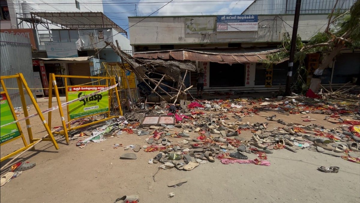Spot in Karur’s Velusamypuram where stampede occurred during actor-turned-politician Vijay’s rally | ThePrint/Prabhakar Tamilarasu