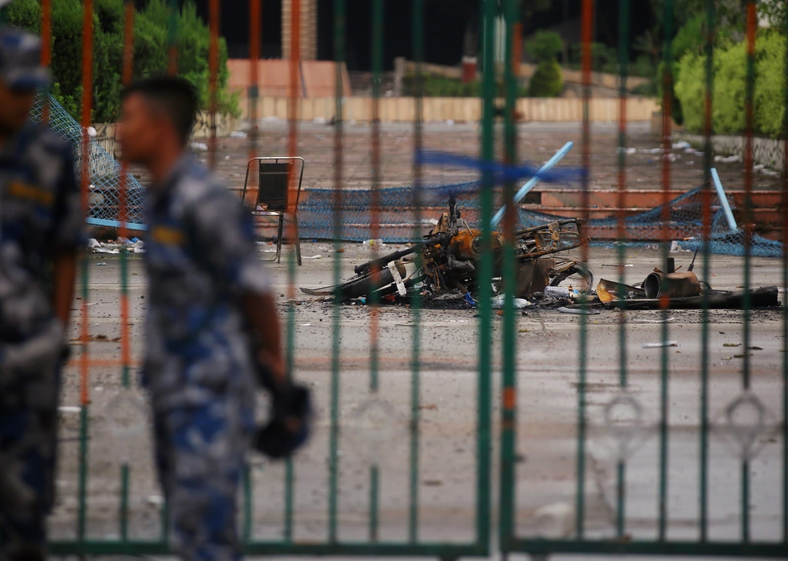 The mangled remains of a motorcycle inside the Nepal Parliament in Kathmandu | Manisha Mondal | ThePrint