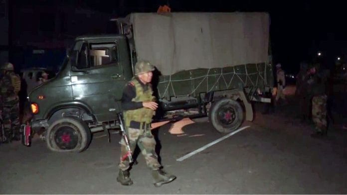 At the site of the ambush on a vehicle carrying Assam Rifles' troops in Manipur's Bishnupur | ANI