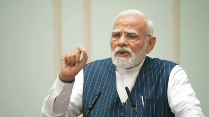 Screengrab of PM Modi holding a meeting with the National Awardee Teachers | X/@mygovindia