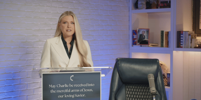 Erika Frantzve, wife of slain Charlie Kirk | Screengrab from video | Instagram\@turningpointusa