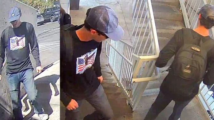 A combination photo shows a person of interest in Kirk's killing. | Handout via Reuters