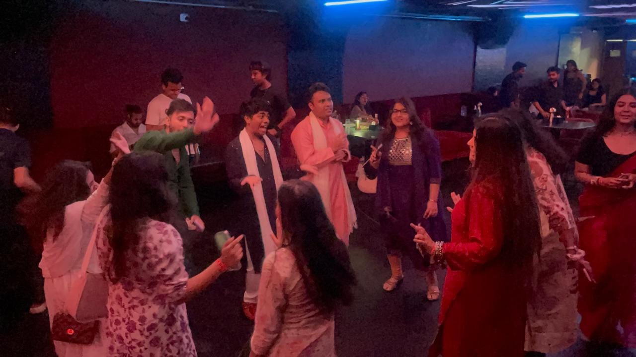People dancing to Taylor Swift's songs at the mock sangeet | Photo: Triya Gulati | ThePrint