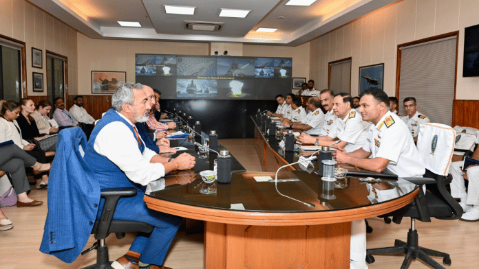 Indian-American Congressman Ami Bera (in blue jacket) during his visit to Western Naval Command. | X/@IN_WNC