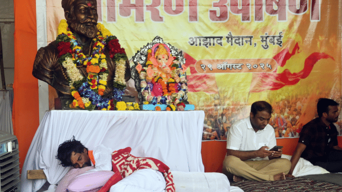 Maratha quota agitation leader Manoj Jarange has been demanding a 10 percent quota for the Marathas under the Other Backwards Class (OBC) category | ANI