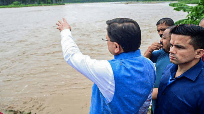 Uttarakhand Chief Minister Pushkar Singh Dhami inspects disaster-affected areas in Champawat on Monday. | @pushkardhami
