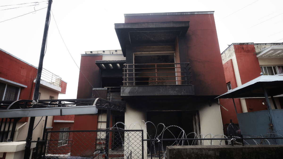 The burnt house of former prime minister Baburam Bhattarai. | Manisha Mondal/ThePrint 