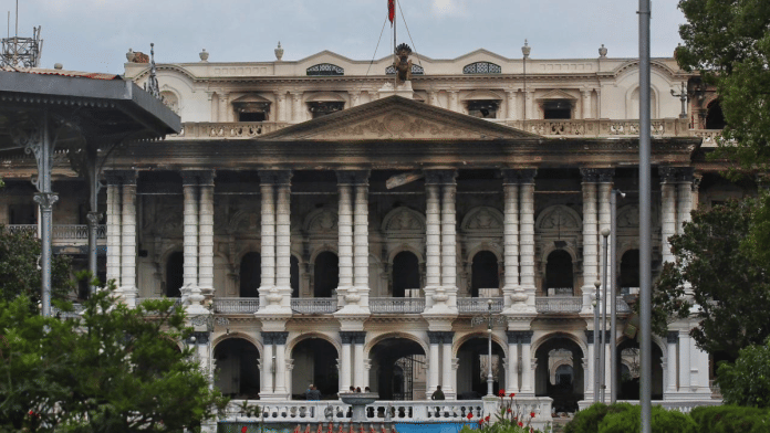 The once opulent Singha Durbar in Kathmandu now stands forlorn after the arson that took place 9 September | Manisha Mondal | ThePrint