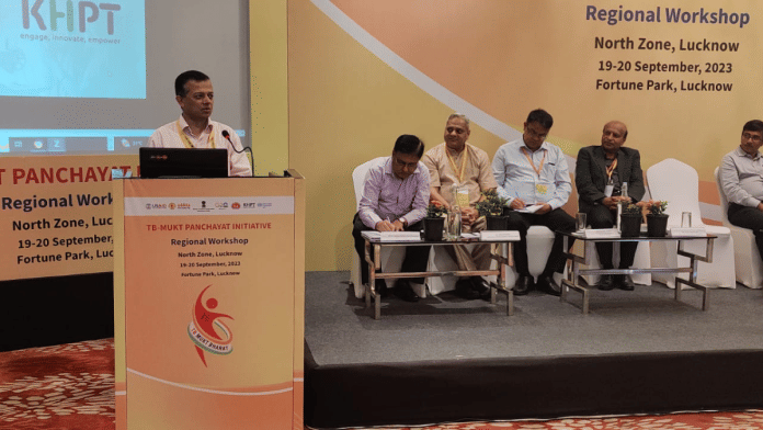 Principal secretary, health, Partha Sarthi Sharma (extreme left) was among IAS officers transferred in Uttar Pradesh | X/@khpt4change