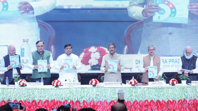 Education Minister Dharmendra Pradhan released India Rankings 2025, which implements the National Institutional Ranking Framework (NIRF), on Thursday. | X/@EduMinOfIndia
