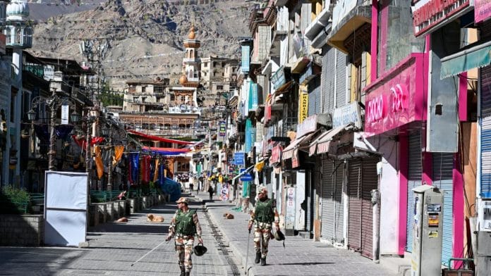 Leh Market deserted after the administration imposed curfew in the town after protests over statehood for Ladakh | Suraj Singh Bisht