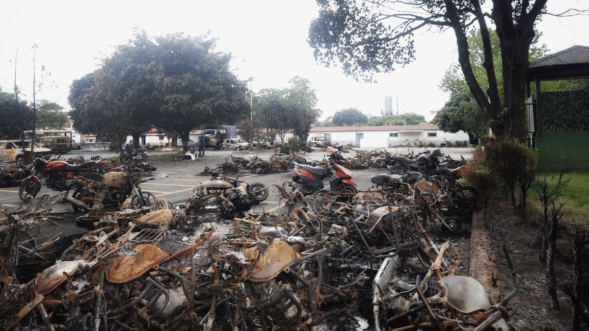 The aftermath of the attack by protesters. | Manisha Mondal/ThePrint 