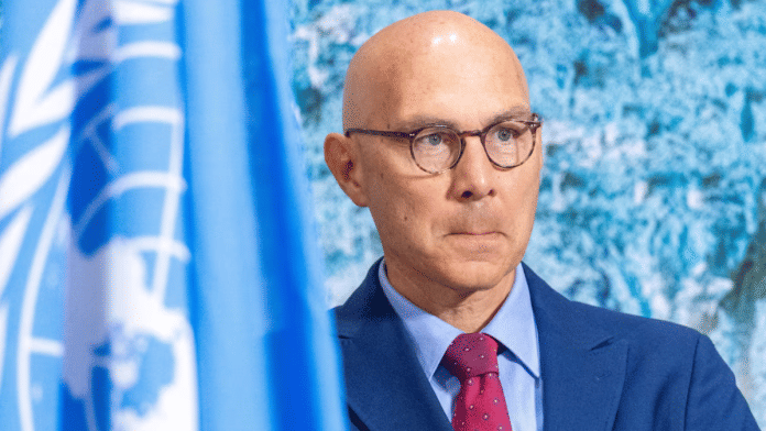 Volker Turk, United Nations High Commissioner for Human Rights, attends the Human Rights Council at the UN European headquarters in Geneva on 8 September 2025. | Denis Balibouse | Reuters