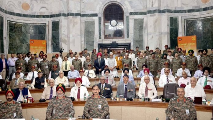 Defence Minister Rajnath Singh with veterans of India’s 1965 war with Pakistan at an event organised by the Army in New Delhi Friday | Photo: ADGPI