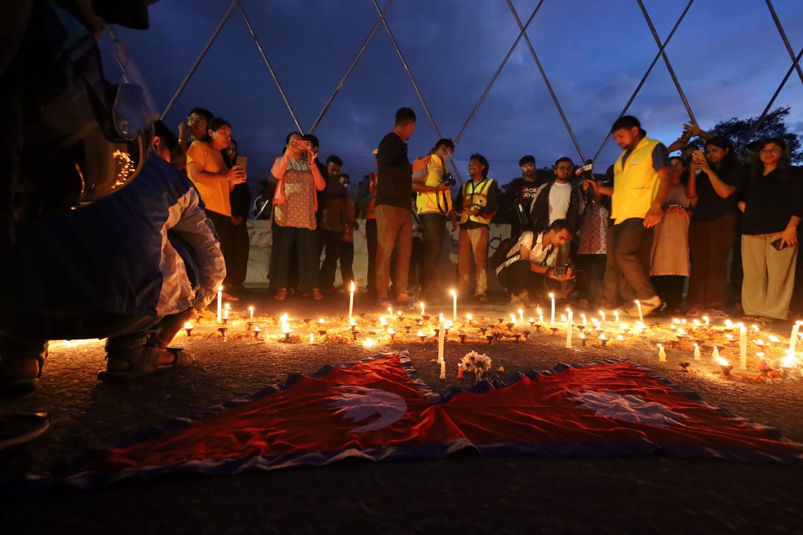 People gather at Bijulibazar, Kathmandu to light candles for the departed | Manisha Mondal | ThePrint