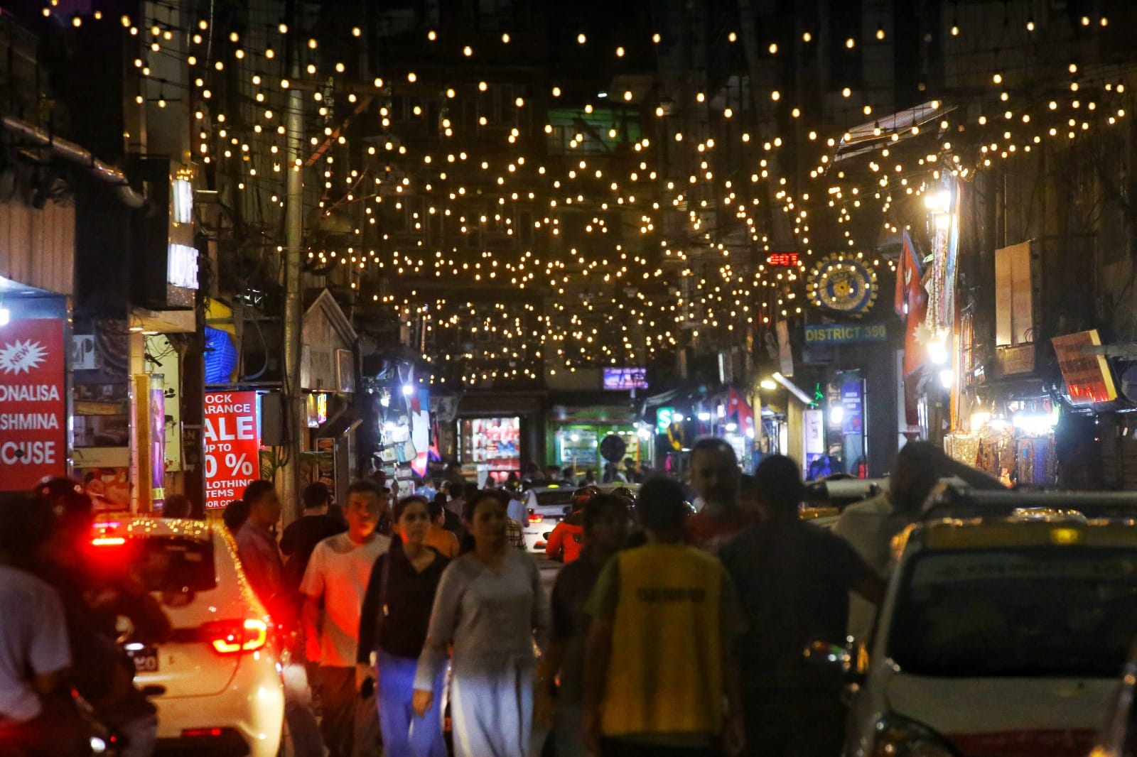 People step out of their houses, hotels in the evening hours in Thamel, which is widely regarded as the center of Kathmandu's nightlife | Manisha Mondal | ThePrint