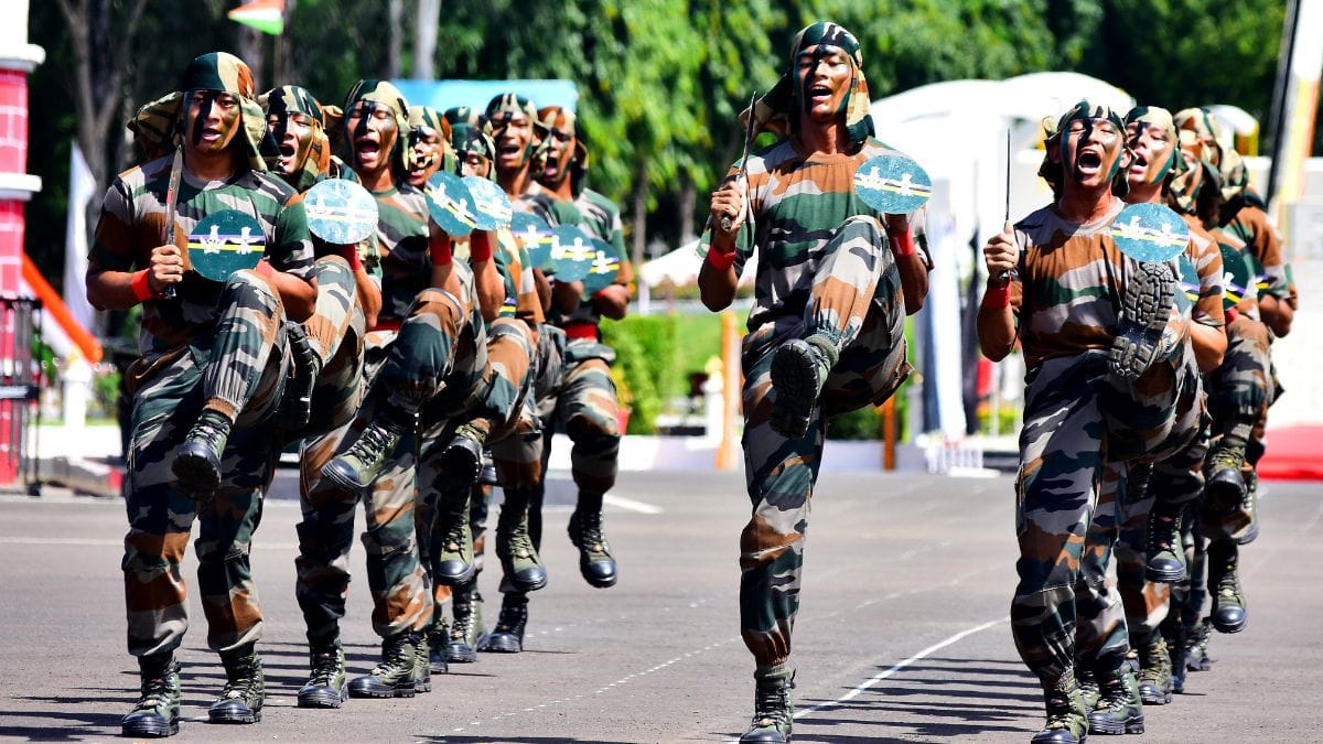 File photo Army personnel of Gorkha regiment performing 'Khukuri dance' during ‘Swarnim Vijay Mashal’ celebration, at Grenadier Regiment center, in Jabalpur in October 2021 | ANI