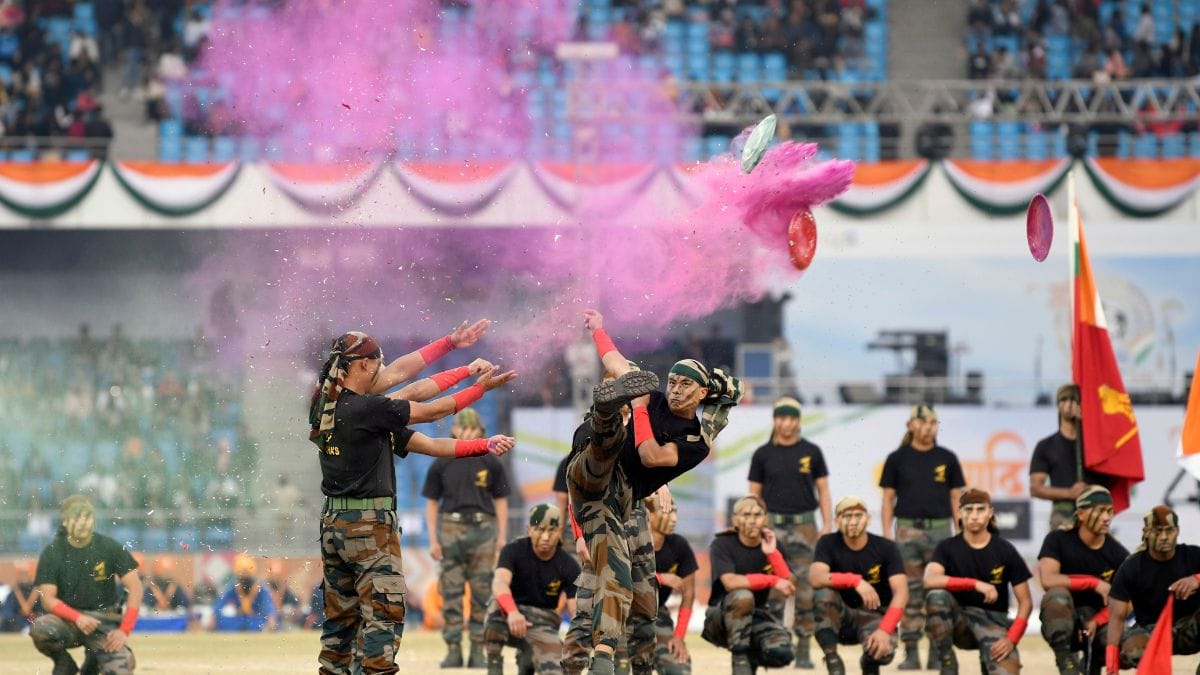 File photo of Gorkha Regiment performing during the Military Tattoo and Tribal Dance festival on the second day of the 'Adi Shaurya Parv Parakram Ka' at JLN Stadium, in New Delhi, in January 2023 | ANI