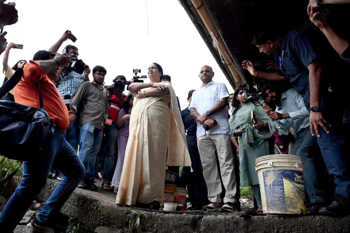 Delhi Chief Minister Rekha Gupta visited a flood relief camp near Geeta Colony Flyover in New Delhi Tuesday | Suraj Singh Bisht 