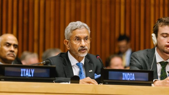 External Affairs Minister S. Jaishankar speaks at the G20 Foreign Ministers’ Meeting on the sidelines of UNGA Thursday | X: @DrSJaishankar