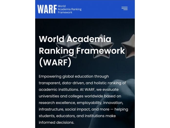 WARF (World Academia Ranking Framework) released ranking of Top Government and private engineering colleges in India